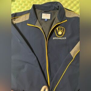 Genuine Milwaukee Brewers Merchandise Navy and Gray Sports Jacket
